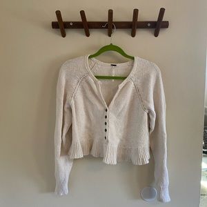 Free People Cropped Button Sweater